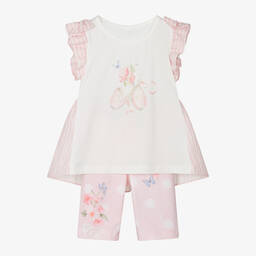 Lapin House-Girls Pink & Ivory Cotton Shorts Set | Childrensalon Outlet