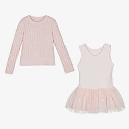 Lapin House-Girls Pink Knit and Tulle Ensemble | Childrensalon Outlet