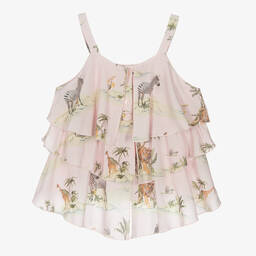 Lapin House-Girls Pink Safari Print Vest Top | Childrensalon Outlet
