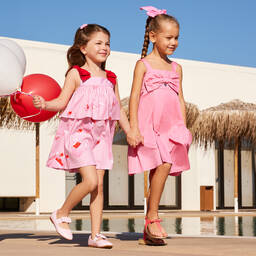 Lapin House-Girls Pink Striped Cotton Dress | Childrensalon Outlet