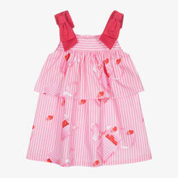 Lapin House-Girls Pink Striped Cotton Dress | Childrensalon Outlet