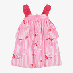 Lapin House-Girls Pink Striped Cotton Dress | Childrensalon Outlet