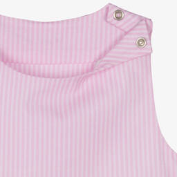 Lapin House-Girls Pink Striped Cotton Playsuit | Childrensalon Outlet