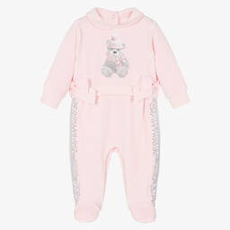 Lapin House-Girls Pink Velour Babygrow | Childrensalon Outlet