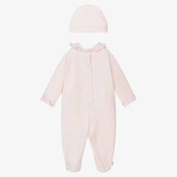 Lapin House-طقم قبعة وأفرول بيبي غرو قطن قطيفة لون زهري للمولودات | Childrensalon Outlet