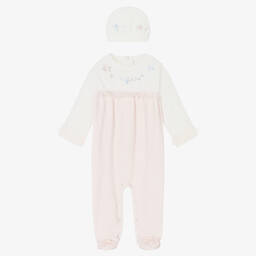 Lapin House-طقم بيبي غرو قطن قطيفة لون زهري باهت للمولودات | Childrensalon Outlet