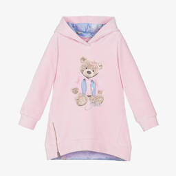 Lapin House-Girls Pink Velour Hooded Teddy Dress | Childrensalon Outlet