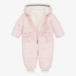 Lapin House-Girls Pink & White Dogstooth Snowsuit | Childrensalon Outlet
