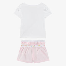 Lapin House-Футболка и шорты с цветочным узором розовые и белые для девочек | Childrensalon Outlet