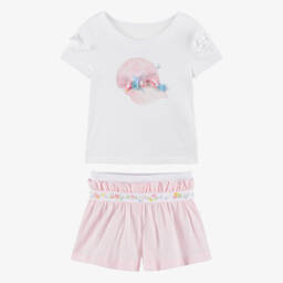 Lapin House-Футболка и шорты с цветочным узором розовые и белые для девочек | Childrensalon Outlet