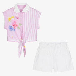 Lapin House-Girls Pink & White Shorts Set | Childrensalon Outlet