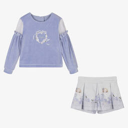 Lapin House-Girls Purple Velour Skort Set | Childrensalon Outlet