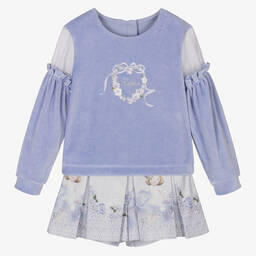 Lapin House-Girls Purple Velour Skort Set | Childrensalon Outlet