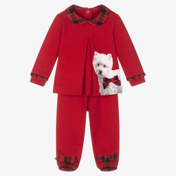 Lapin House-Girls Red 2 Piece Babygrow | Childrensalon Outlet
