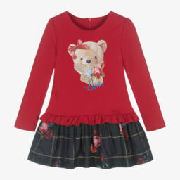 Lapin House-Girls Red Bear Cotton Dress | Childrensalon Outlet