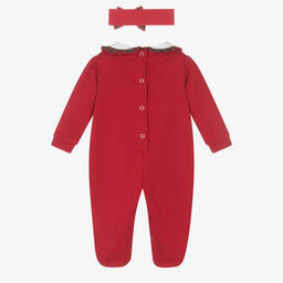 Lapin House-طقم أفرول بيبي غرو وطوق للرأس قطن لون أحمر | Childrensalon Outlet