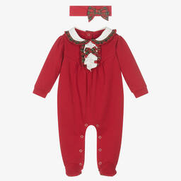 Lapin House-طقم أفرول بيبي غرو وطوق للرأس قطن لون أحمر | Childrensalon Outlet