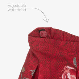 لابين هاوس-طقم تنورة بطبعة ورود قطن لون أحمر | Childrensalon Outlet