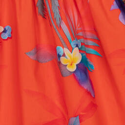 Lapin House-Girls Red Cotton Tropical Flowers Dress | Childrensalon Outlet