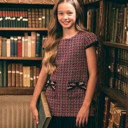 Lapin House-Красно-синее платье из хлопка с бантиками | Childrensalon Outlet