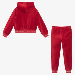 Lapin House-بدلة رياضية بوجهين قطن قطيفة لون أحمر للبنات | Childrensalon Outlet