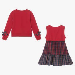 Lapin House-Girls Red Tartan 2 Piece Dress | Childrensalon Outlet