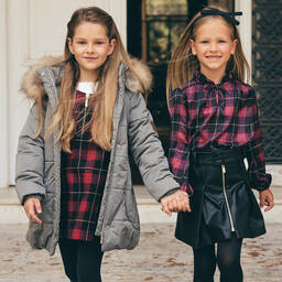 Lapin House-Girls Red Wool Tartan Pinafore Dress | Childrensalon Outlet