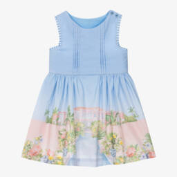 Lapin House-Girls Sky Blue Poplin Mansion Dress | Childrensalon Outlet