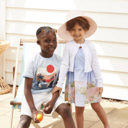 Lapin House-Girls Sky Blue Poplin Mansion Dress | Childrensalon Outlet