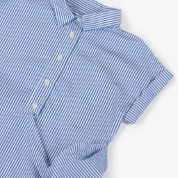 Lapin House-Мягкая голубая полосатая поплиновая блузка для девочек | Childrensalon Outlet