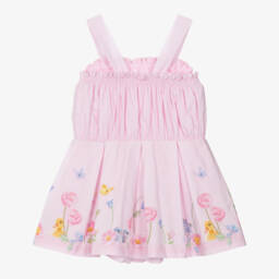 Lapin House-Girls Soft Pink Vertical Stripe Romper | Childrensalon Outlet