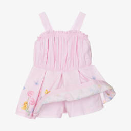 Lapin House-Girls Soft Pink Vertical Stripe Romper | Childrensalon Outlet