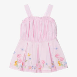 Lapin House-Girls Soft Pink Vertical Stripe Romper | Childrensalon Outlet