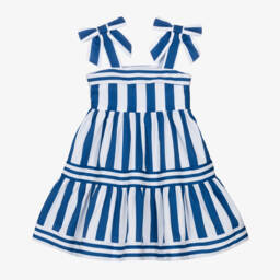 Lapin House-Girls Striped Cotton Dress with Ribbon | Childrensalon Outlet