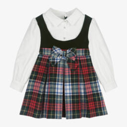 Lapin House-Girls Tartan Velvet Bodice Dress | Childrensalon Outlet
