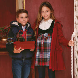Lapin House-Girls Tartan Velvet Bodice Dress | Childrensalon Outlet