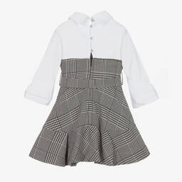 Lapin House-Черно-белое платье-рубашка в клетку | Childrensalon Outlet