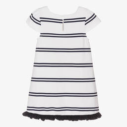 Lapin House-Girls White & Blue Stripe Cotton Dress | Childrensalon Outlet
