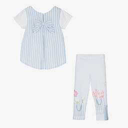 Lapin House-Белая блузка и легинсы в голубую полоску | Childrensalon Outlet