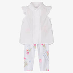 Lapin House-Белая блузка и легинсы в голубую полоску | Childrensalon Outlet