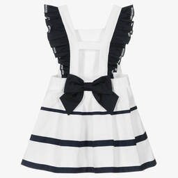 Lapin House-Girls White & Blue Striped Pinafore Dress | Childrensalon Outlet