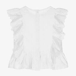 Lapin House-بلوز قطن برودوري لون أبيض | Childrensalon Outlet