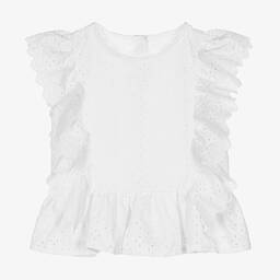 Lapin House-بلوز قطن برودوري لون أبيض | Childrensalon Outlet