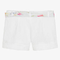 Lapin House-شورت قطن برودوري لون أبيض للبنات | Childrensalon Outlet
