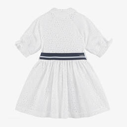 Lapin House-Girls White Broderie Cotton Shirt Dress | Childrensalon Outlet