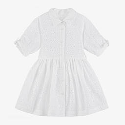 Lapin House-Girls White Broderie Cotton Shirt Dress | Childrensalon Outlet