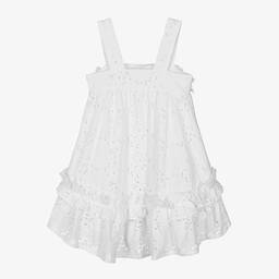 Lapin House-Girls White Cotton Broderie Anglaise Dress | Childrensalon Outlet