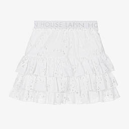 Lapin House-Girls White Cotton Broderie Anglaise Skirt | Childrensalon Outlet