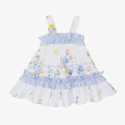 Lapin House-Girls White Cotton Floral Dress | Childrensalon Outlet