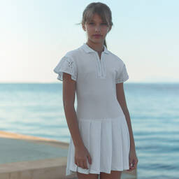 Lapin House-Girls White Cotton Piqué Tennis Dress | Childrensalon Outlet